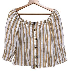 DEREK HEART Blouse, Yellow and Cream Size M
